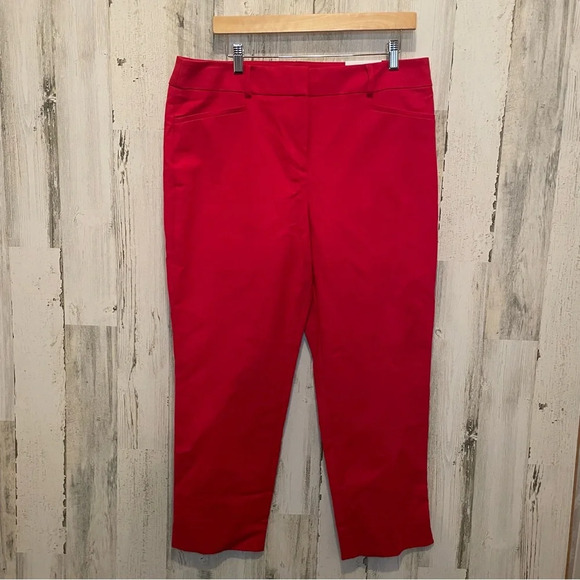 LOFT Pants - Loft The Riviera Pant Cropped Julie Fit-  Red Size 12 NWT